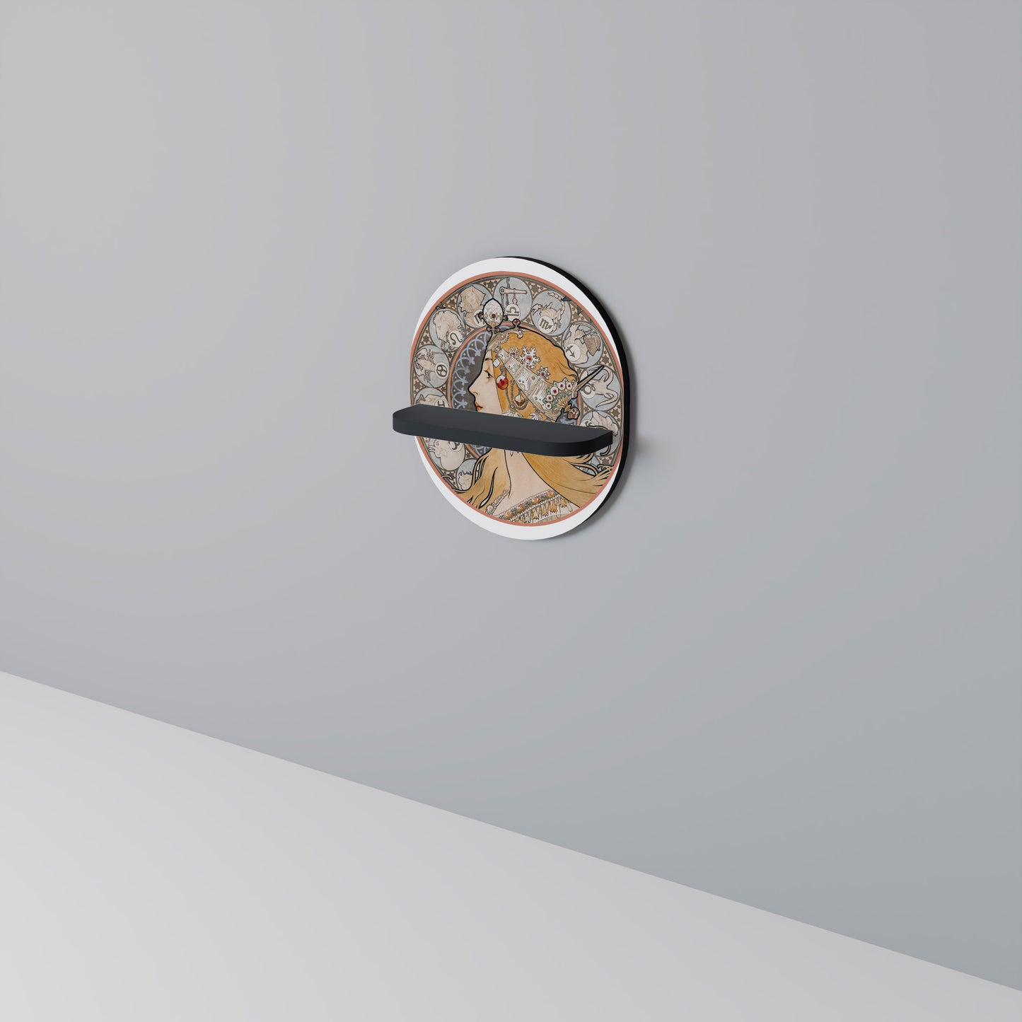 ZODIAQUE ELLER LA PLUME Oval konsthylla i svart finish