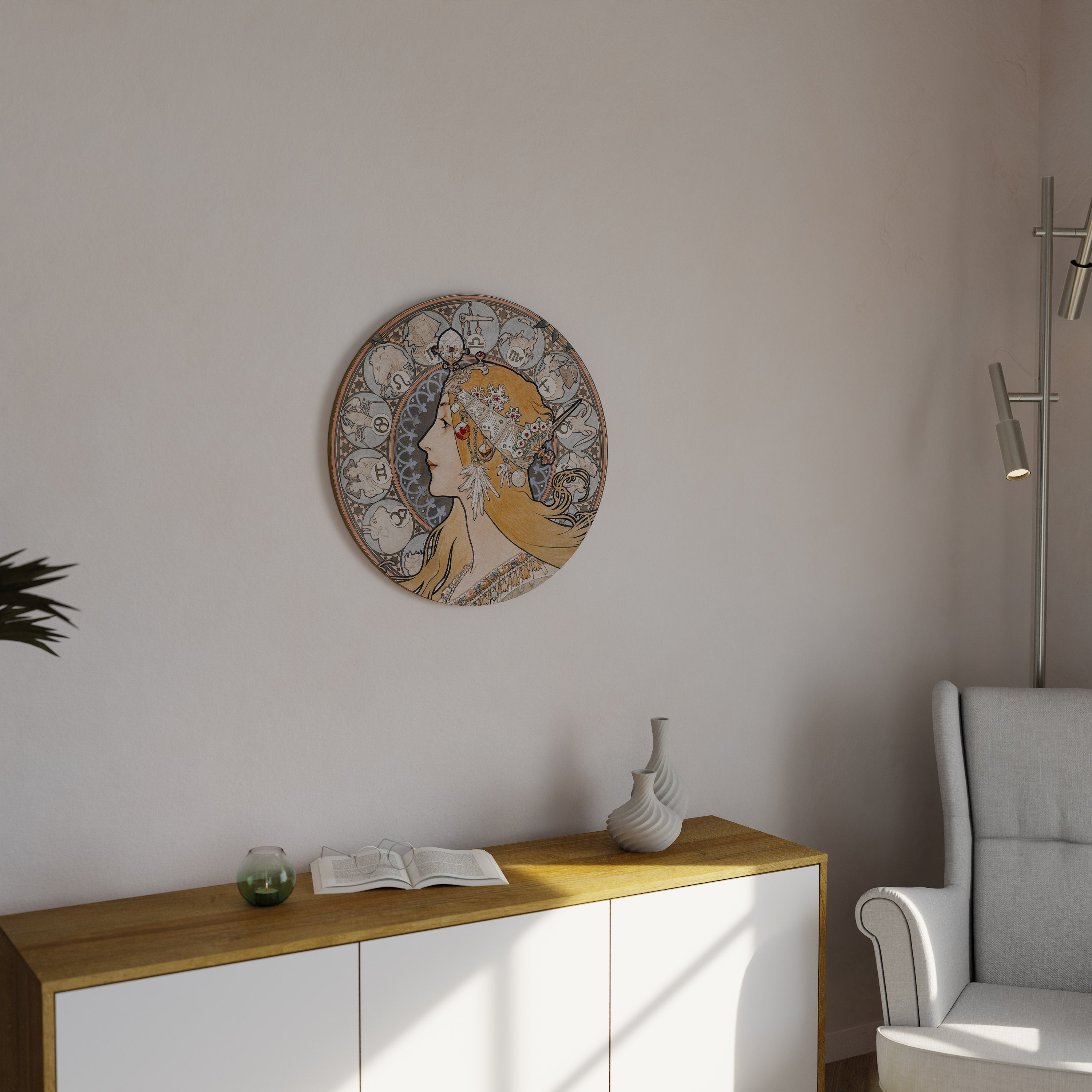 ZODIAQUE OR LA PLUME Round Wall Art
