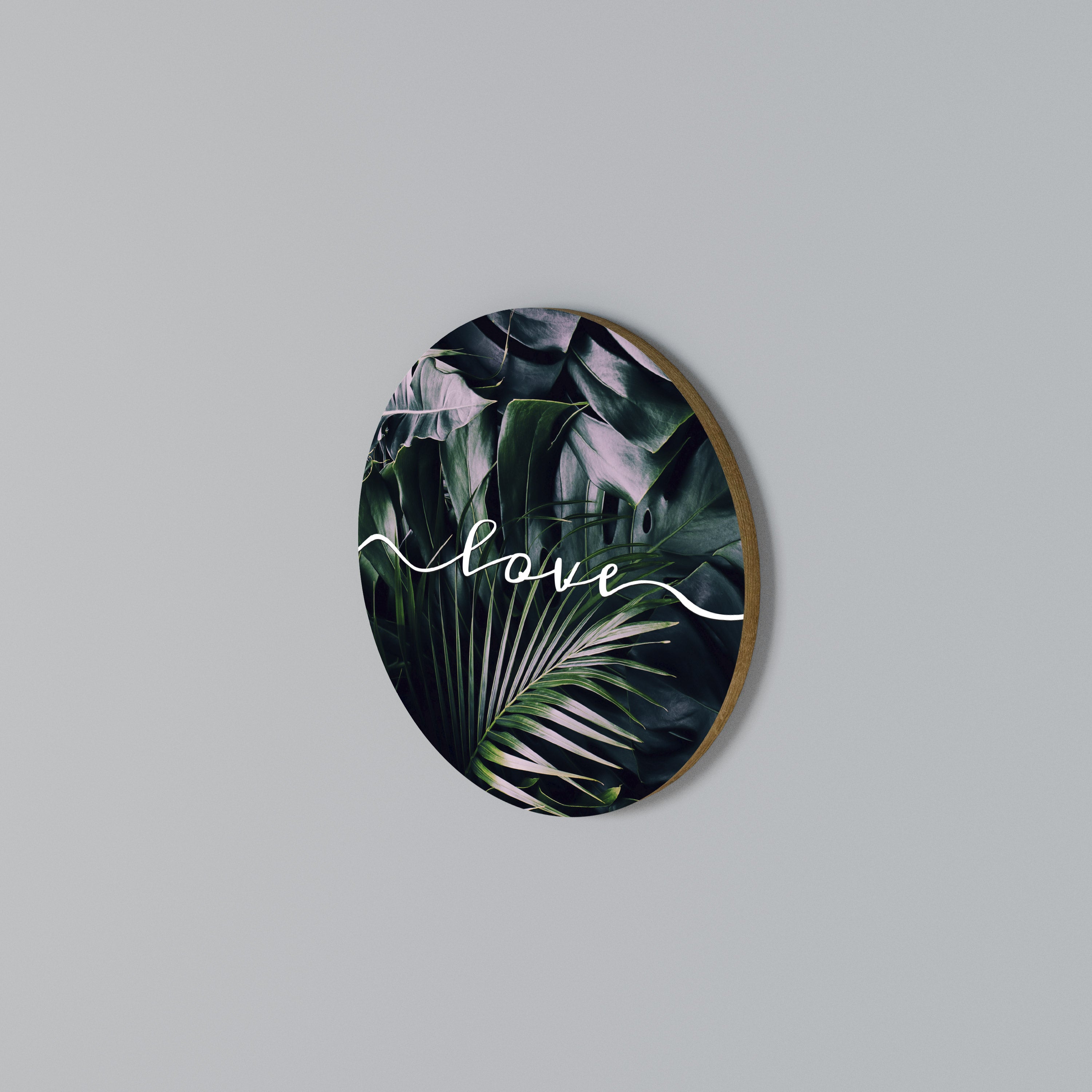 Rund väggdekoration med KÄRLEK I LÖV