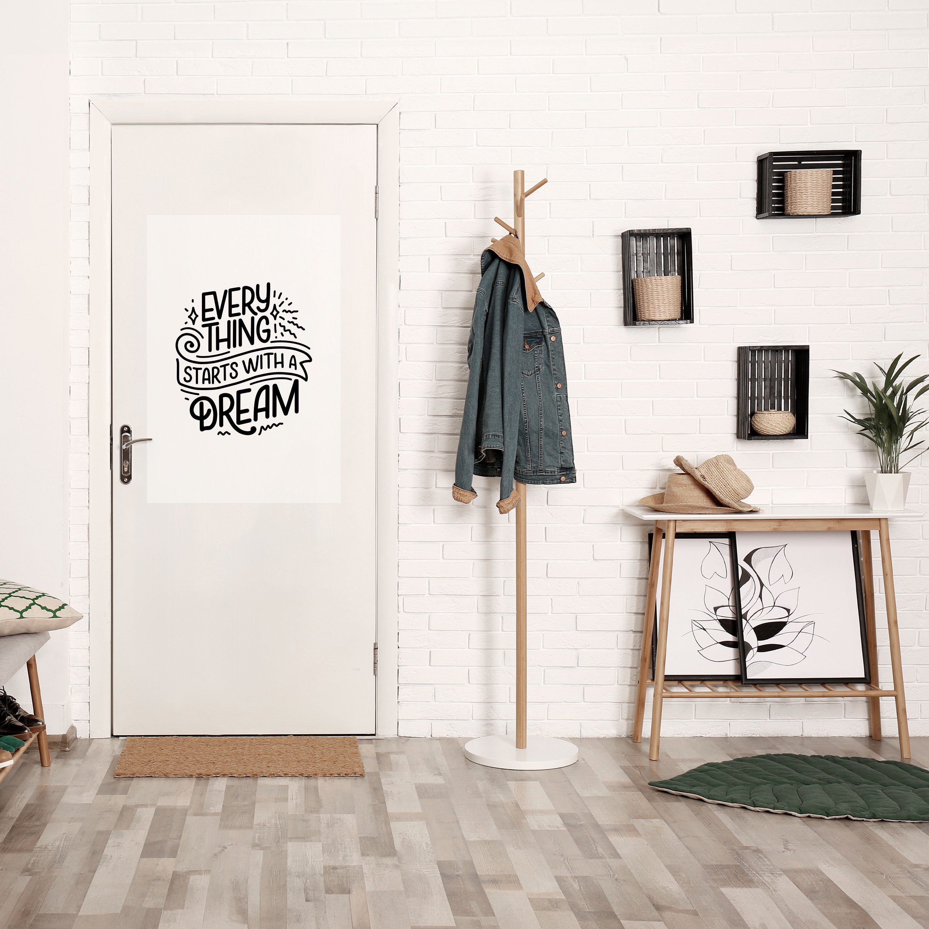 ALLT BÖRJAR MED EN DRÖM Vertikal poster med självhäftande text