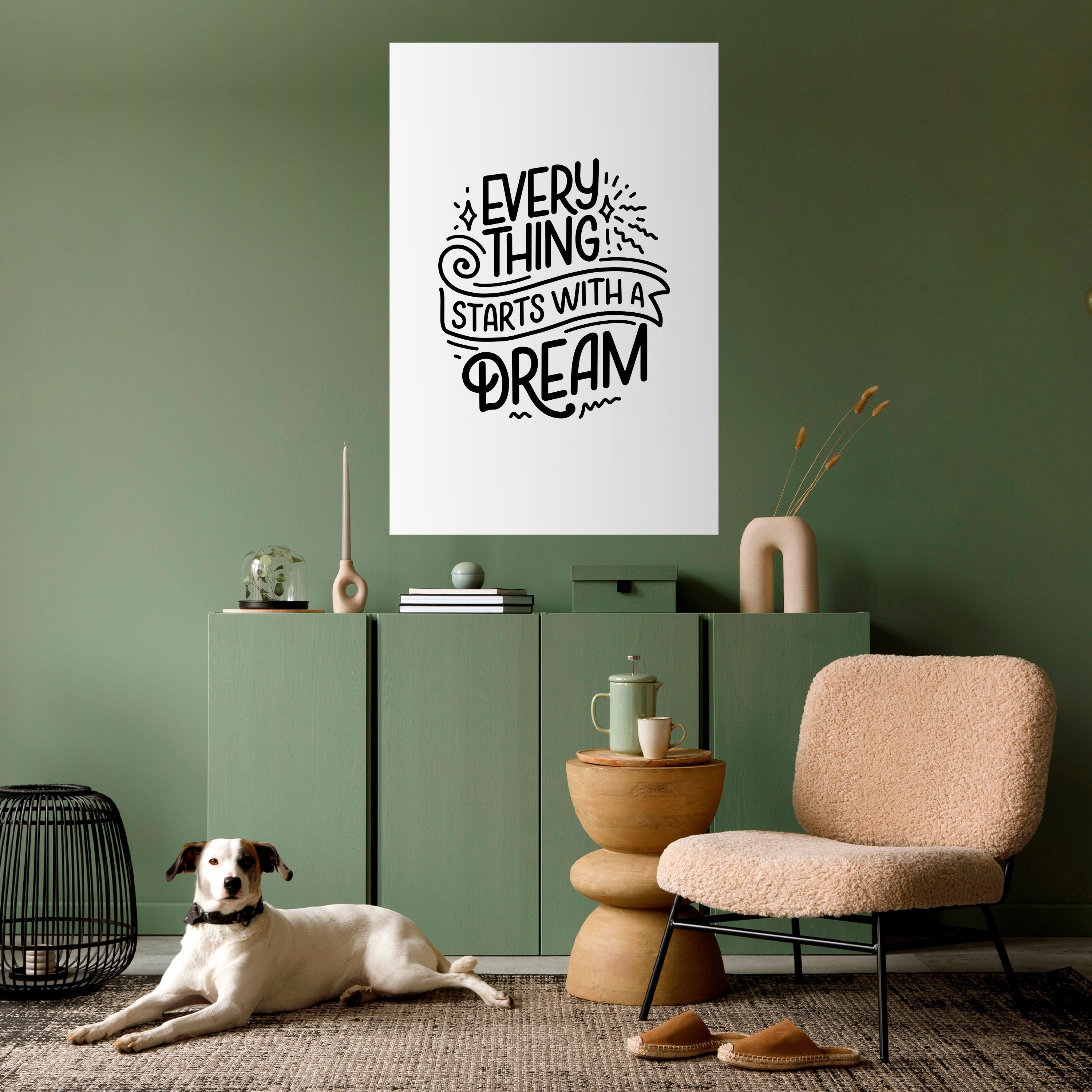 ALLT BÖRJAR MED EN DRÖM Vertikal poster med självhäftande text