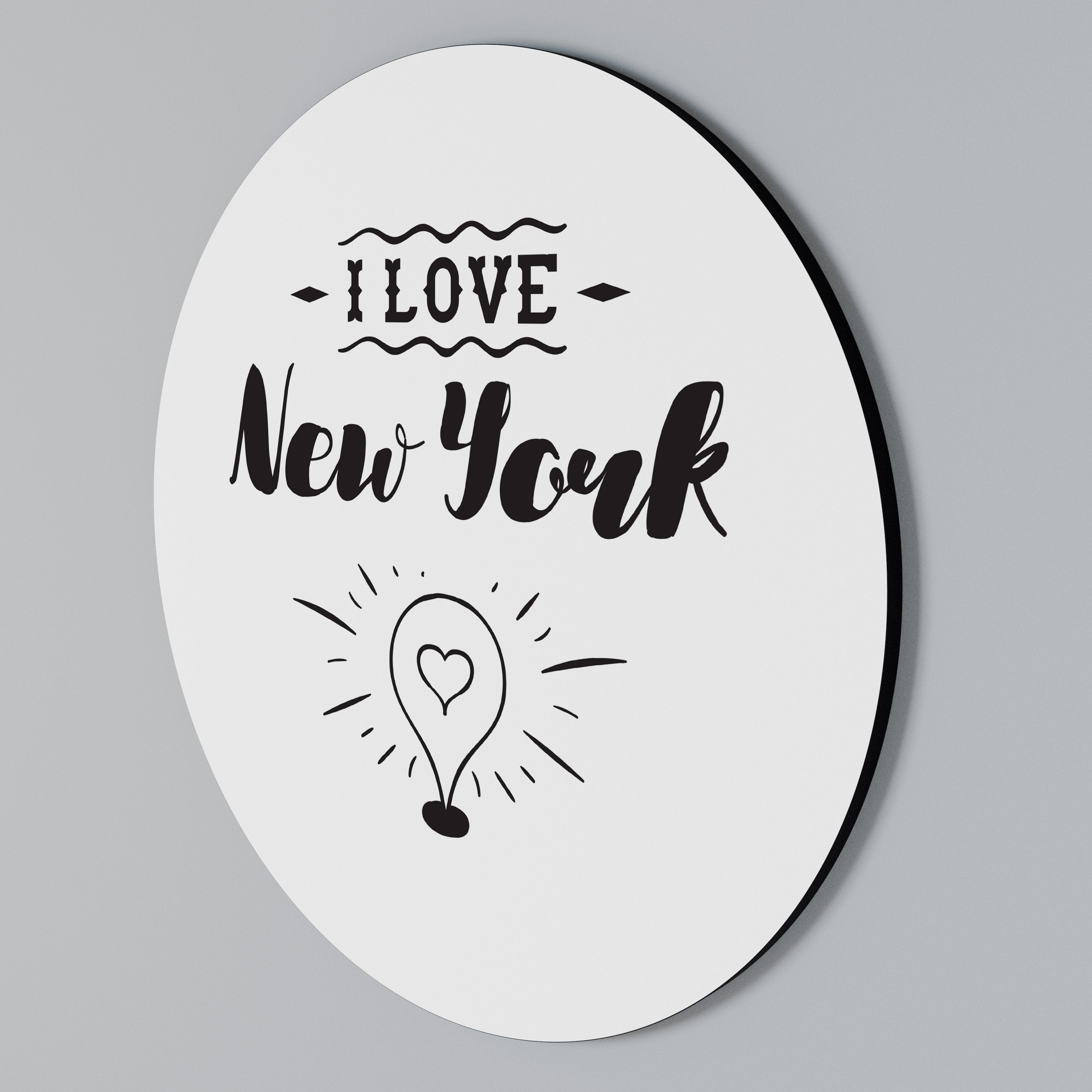 Rund väggdekoration JAG ÄLSKAR NEW YORK