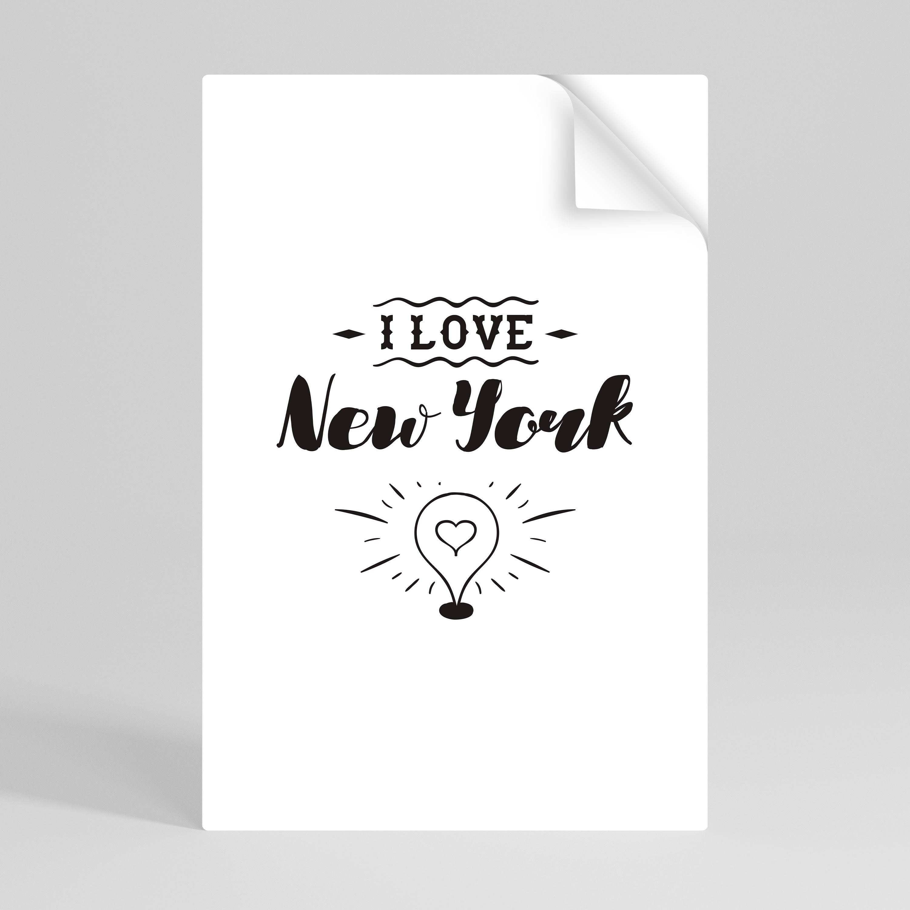 JAG ÄLSKAR NEW YORK Vertikal poster med självhäftande text