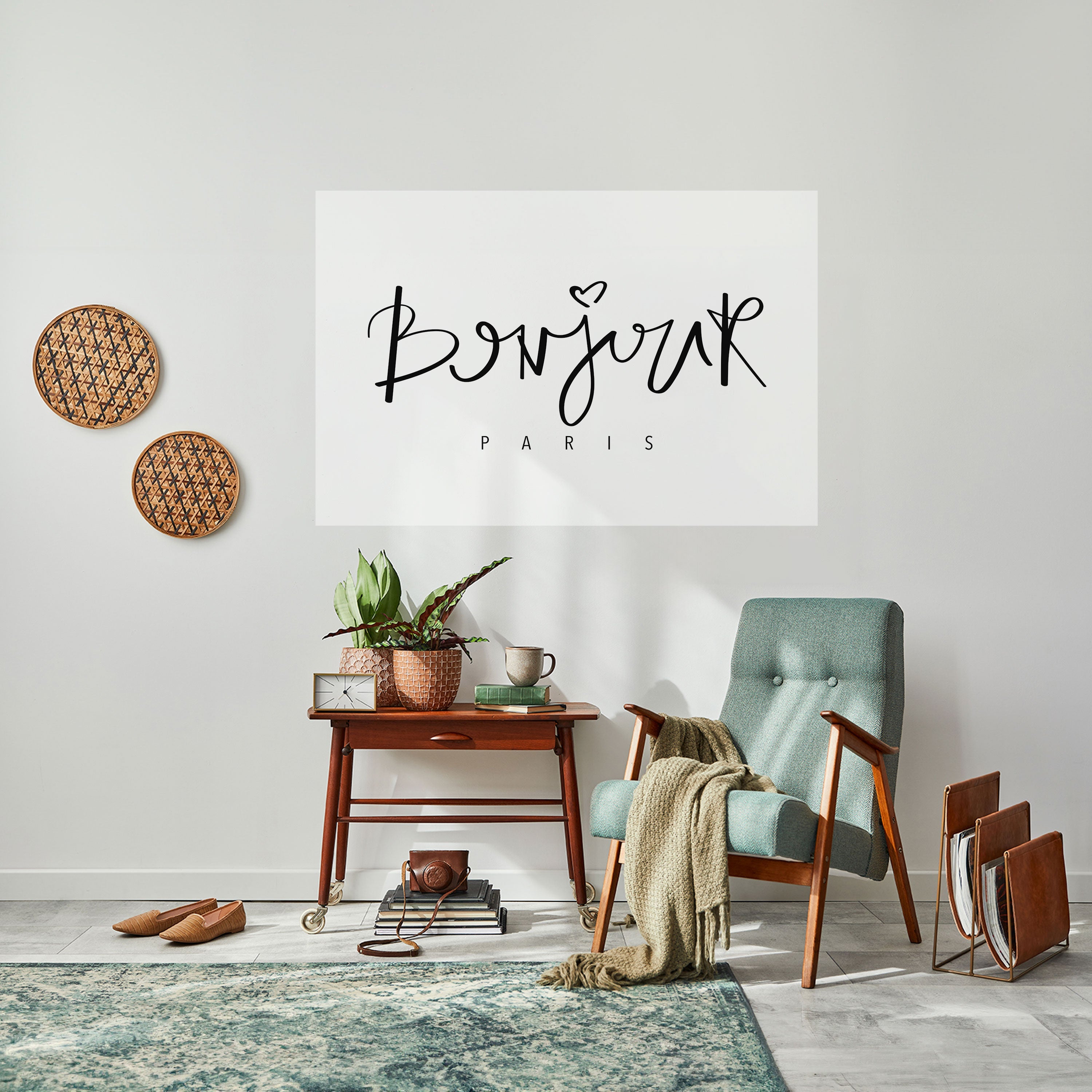 BONJOUR LOVE horisontell affisch med självhäftande text