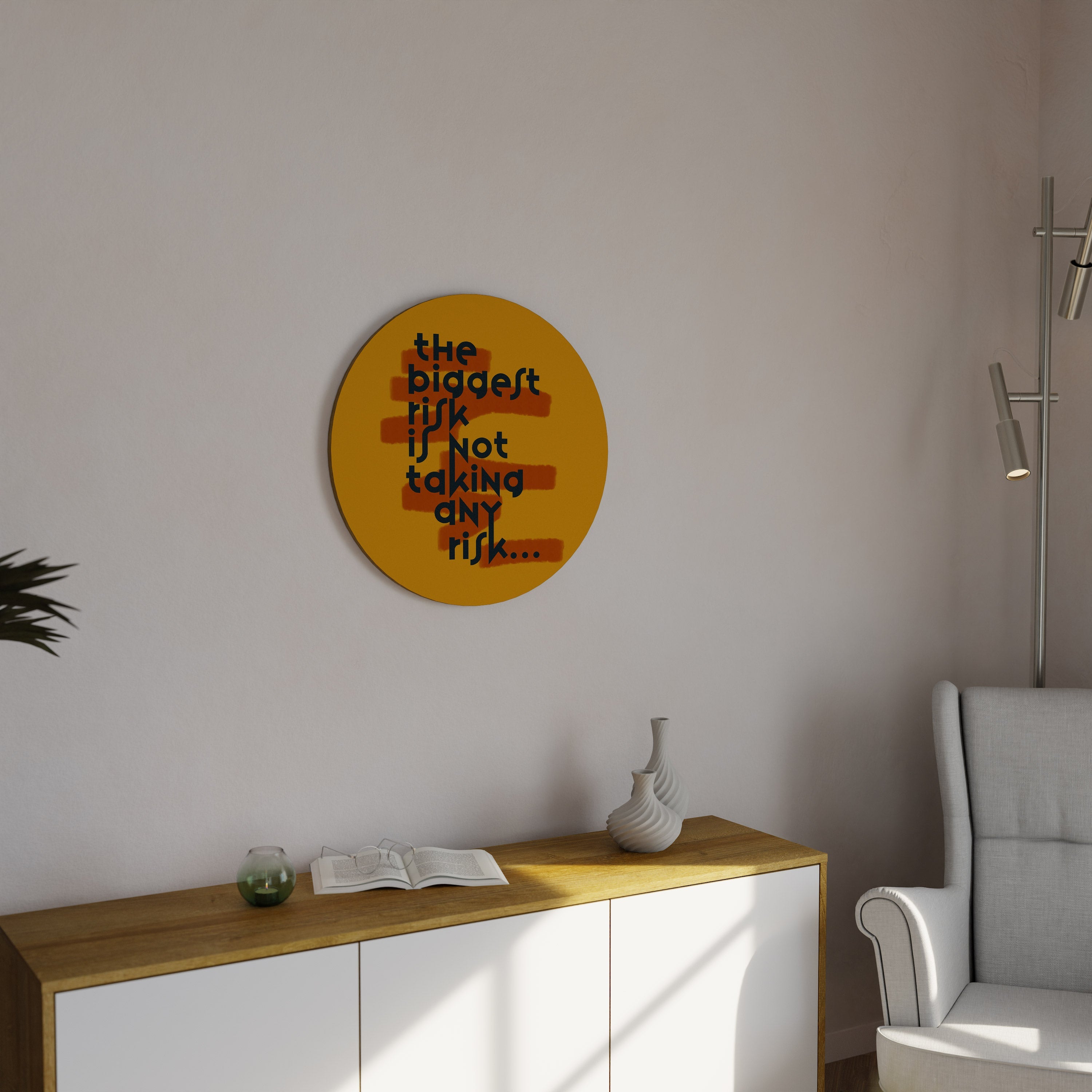 THE BIGGEST RISK Round Wall Art