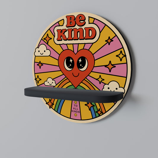 BE KIND Rund konsthylla i svart finish