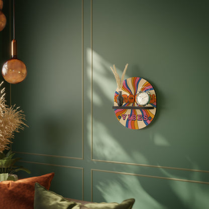 RADIANT GROOVY VIBES Oval Art Shelf In Black Finish