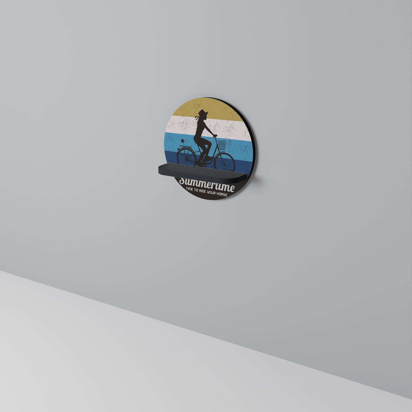 SUMMERTIME Round Art Shelf In Black Finish