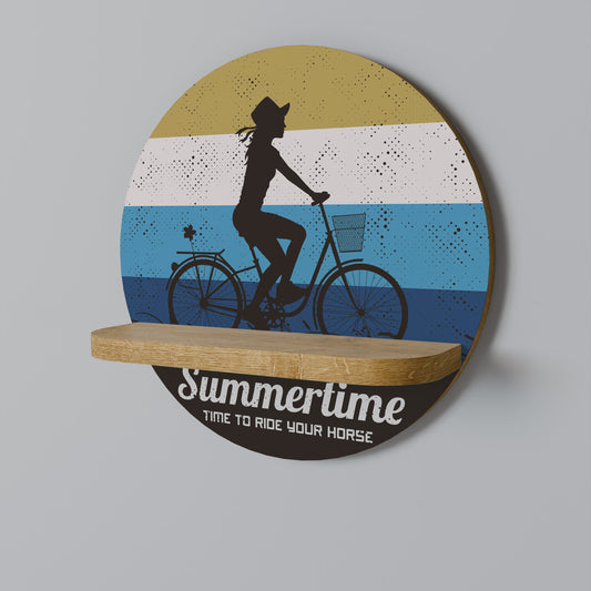 SUMMERTIME Round Art Shelf In Oak Effect