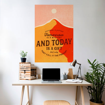 IDAG ÄR EN GÅVA Vertikal poster med självhäftande text
