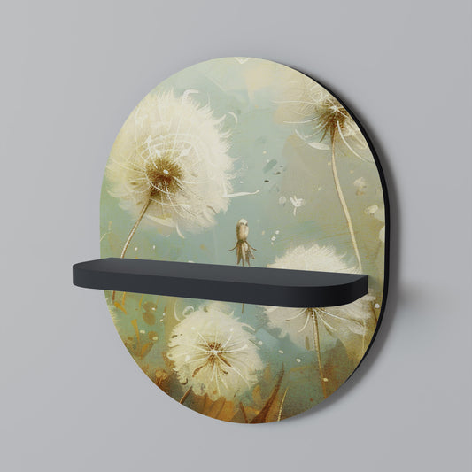 DREAMY MEADOW Oval Art Shelf In Black Finish