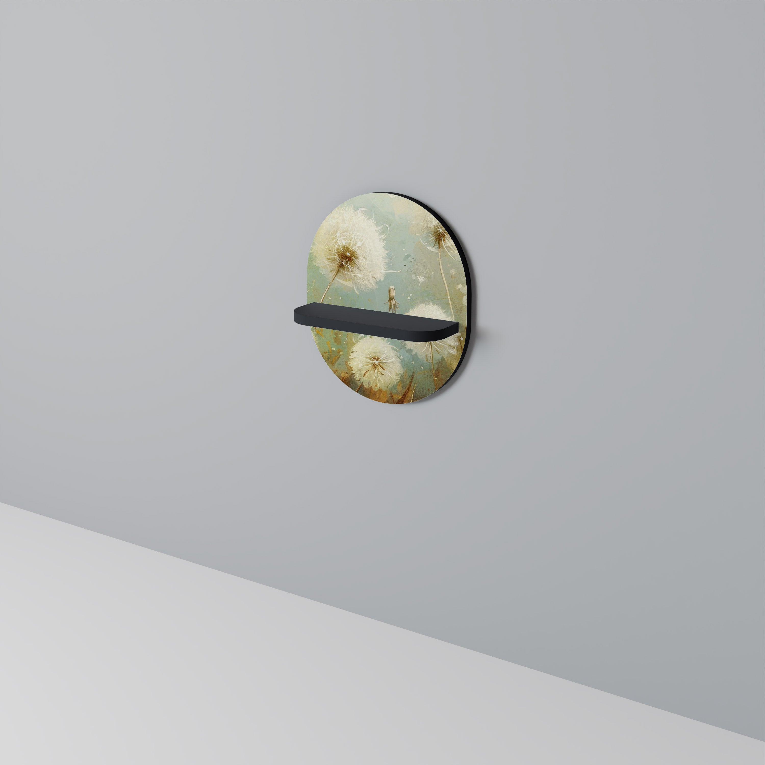 DREAMY MEADOW Oval konsthylla i svart finish