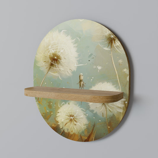DREAMY MEADOW Oval Art Shelf In Oak Effect