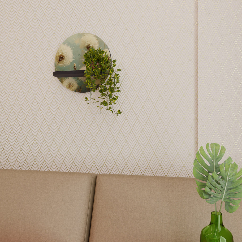 DREAMY MEADOW Rund konsthylla i svart finish