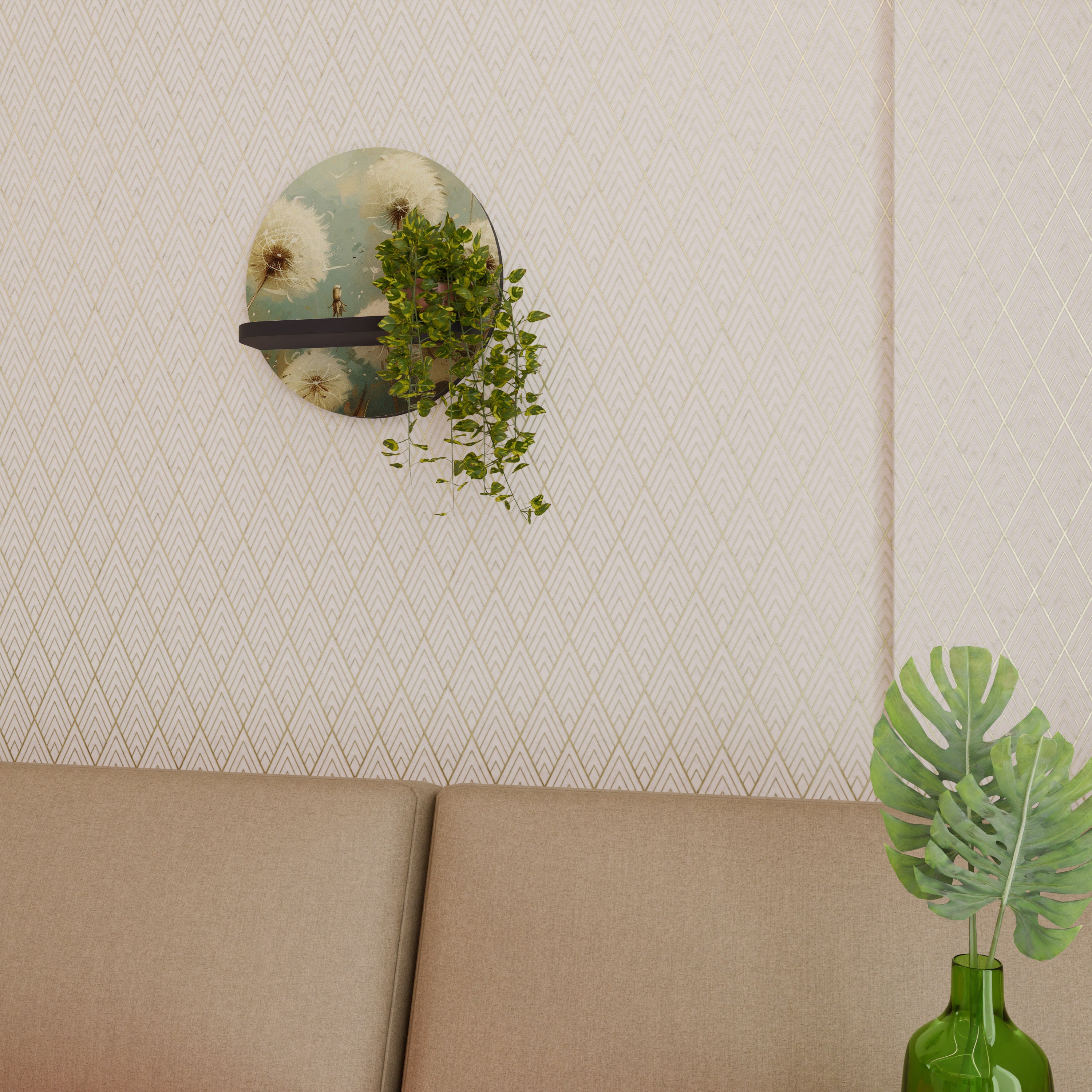 DREAMY MEADOW Rund konsthylla i svart finish