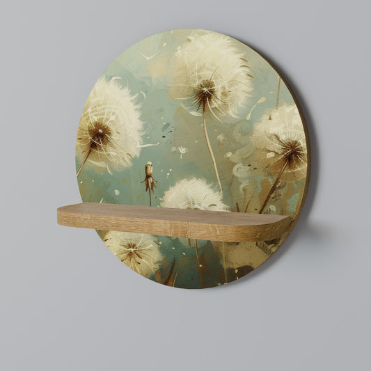 DREAMY MEADOW Round Art Shelf In Oak Effect