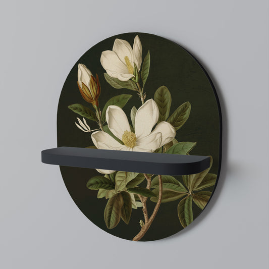 FLORAL NOIR Oval Art Shelf In Black Finish