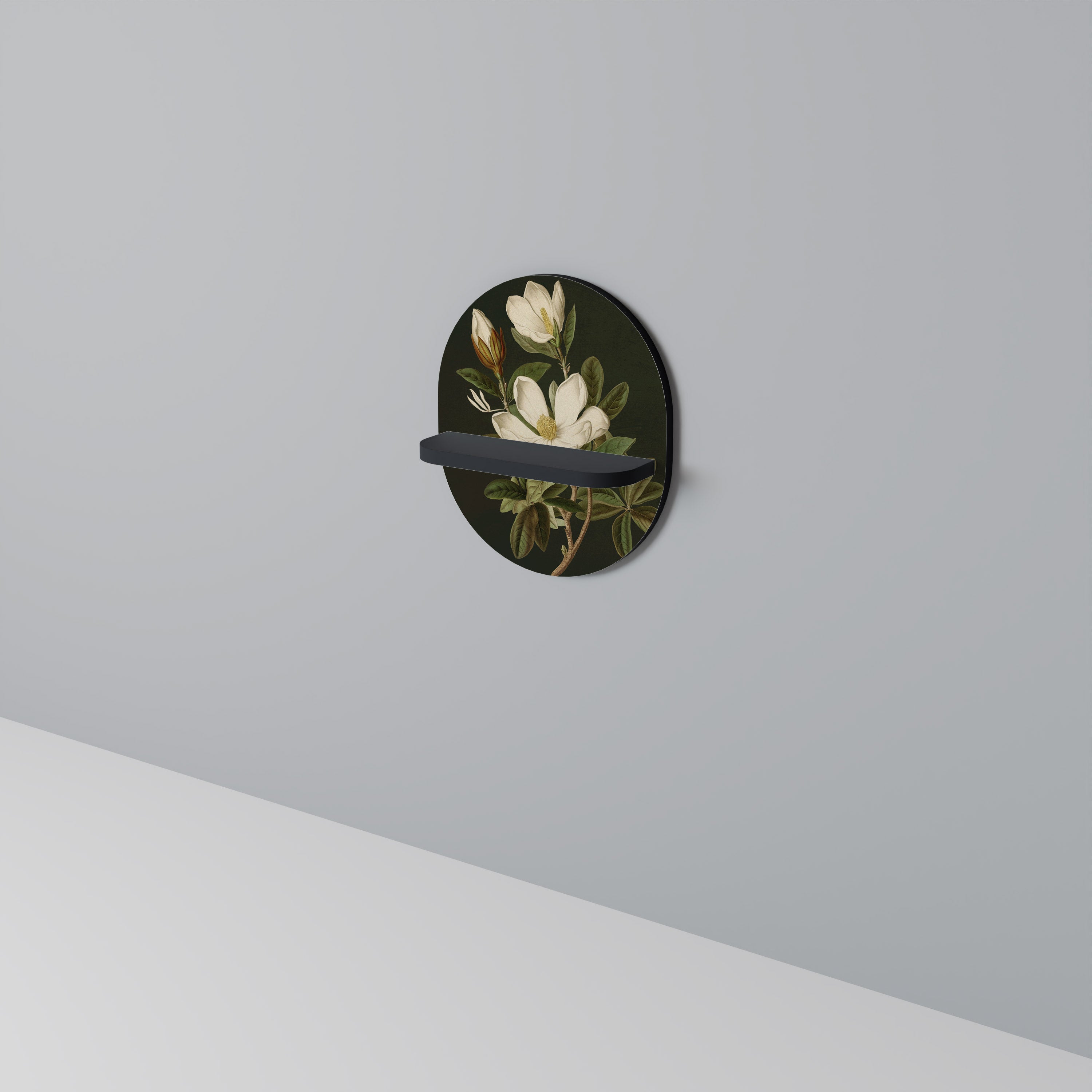 FLORAL NOIR Oval konsthylla i svart finish
