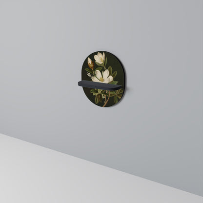 FLORAL NOIR Oval Art Shelf In Black Finish