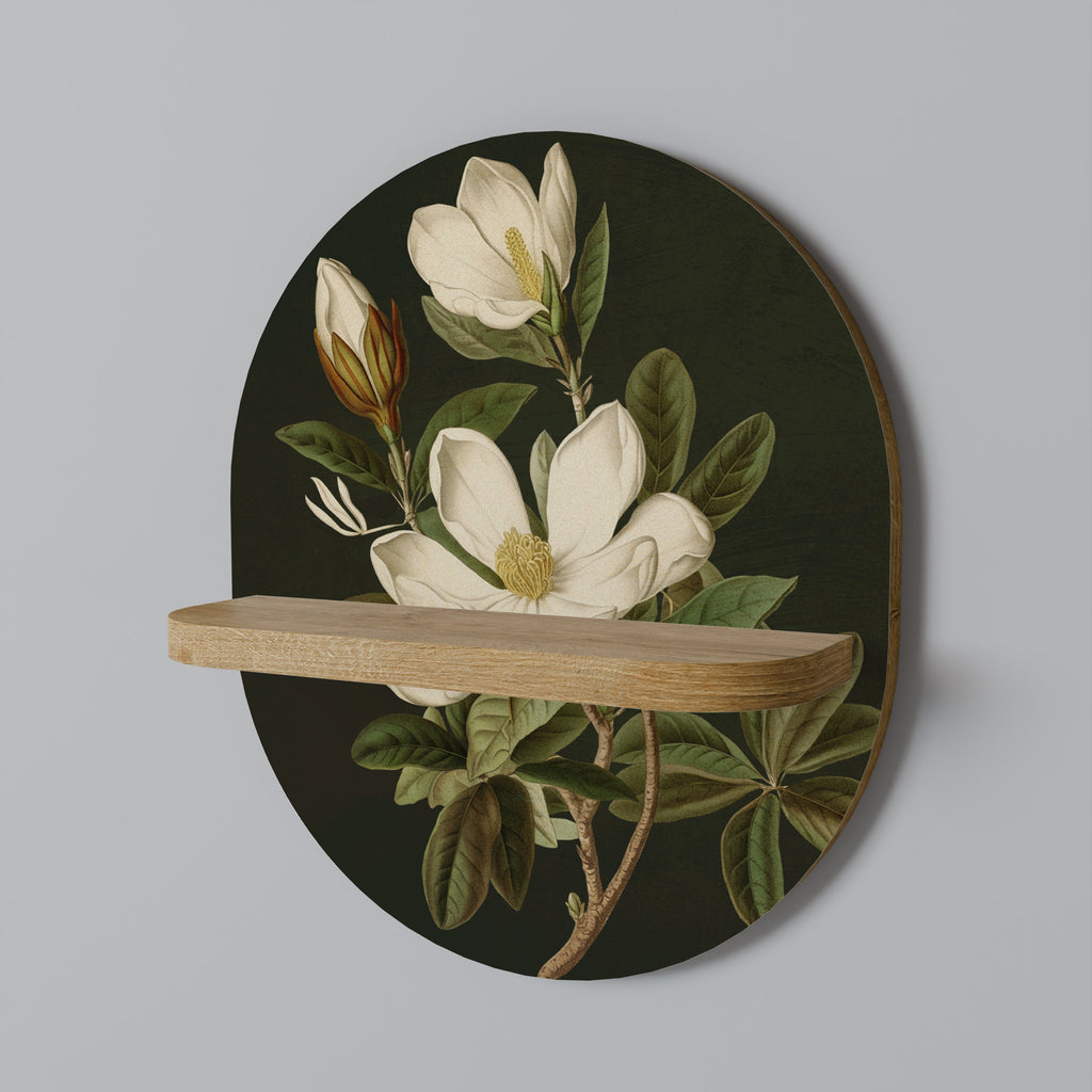 FLORAL NOIR Oval konsthylla i ekeffekt