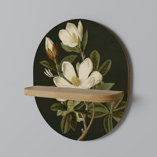 FLORAL NOIR Oval Art Shelf In Oak Effect