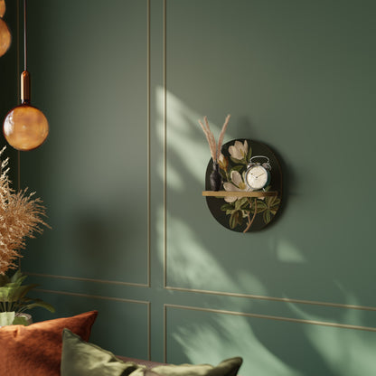 FLORAL NOIR Oval Art Shelf In Oak Effect