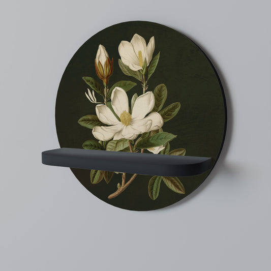 FLORAL NOIR Rund konsthylla i svart finish