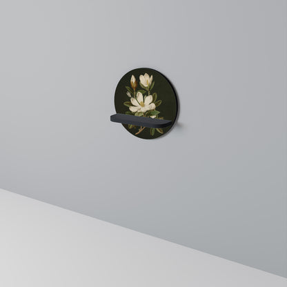 FLORAL NOIR Rund konsthylla i svart finish