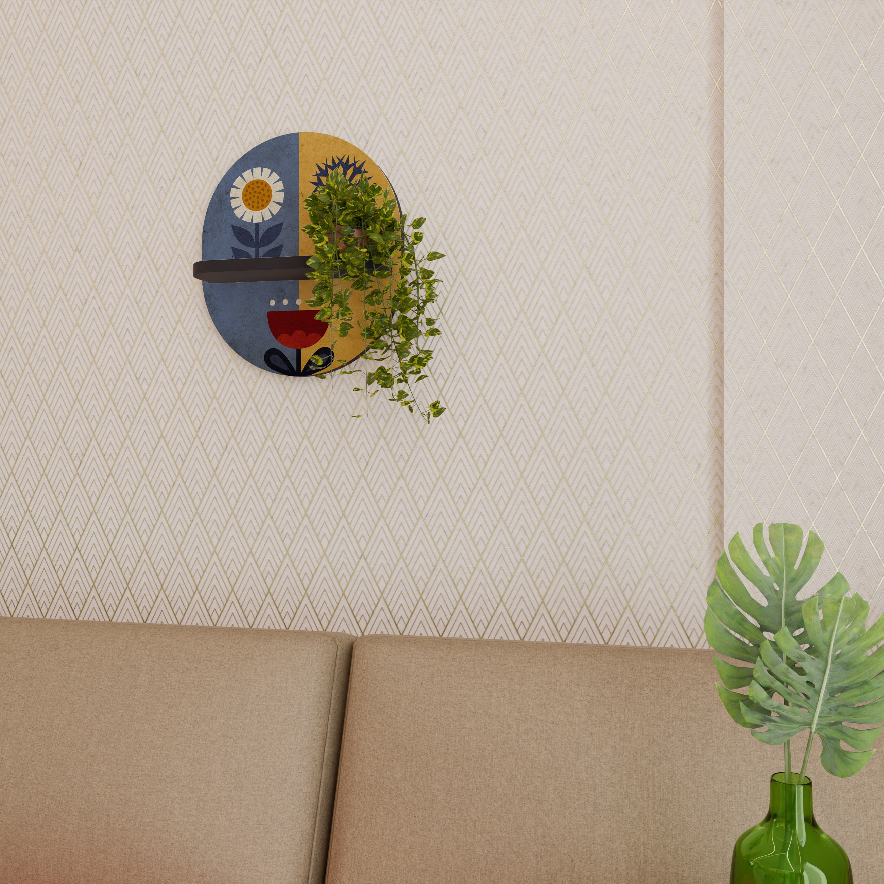 SCANDIC FLORET Oval konsthylla i svart finish
