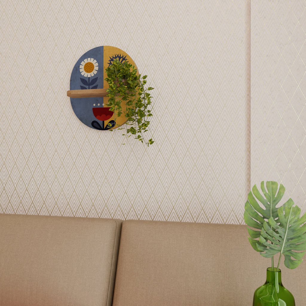 SCANDIC FLORET Oval konsthylla i ekeffekt