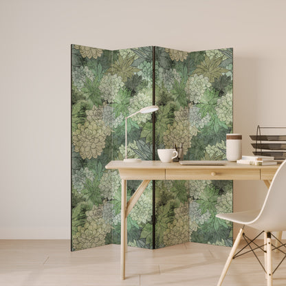 Dekorativ rumsavdelare med 4 paneler i SUCCULENT CLUSTER