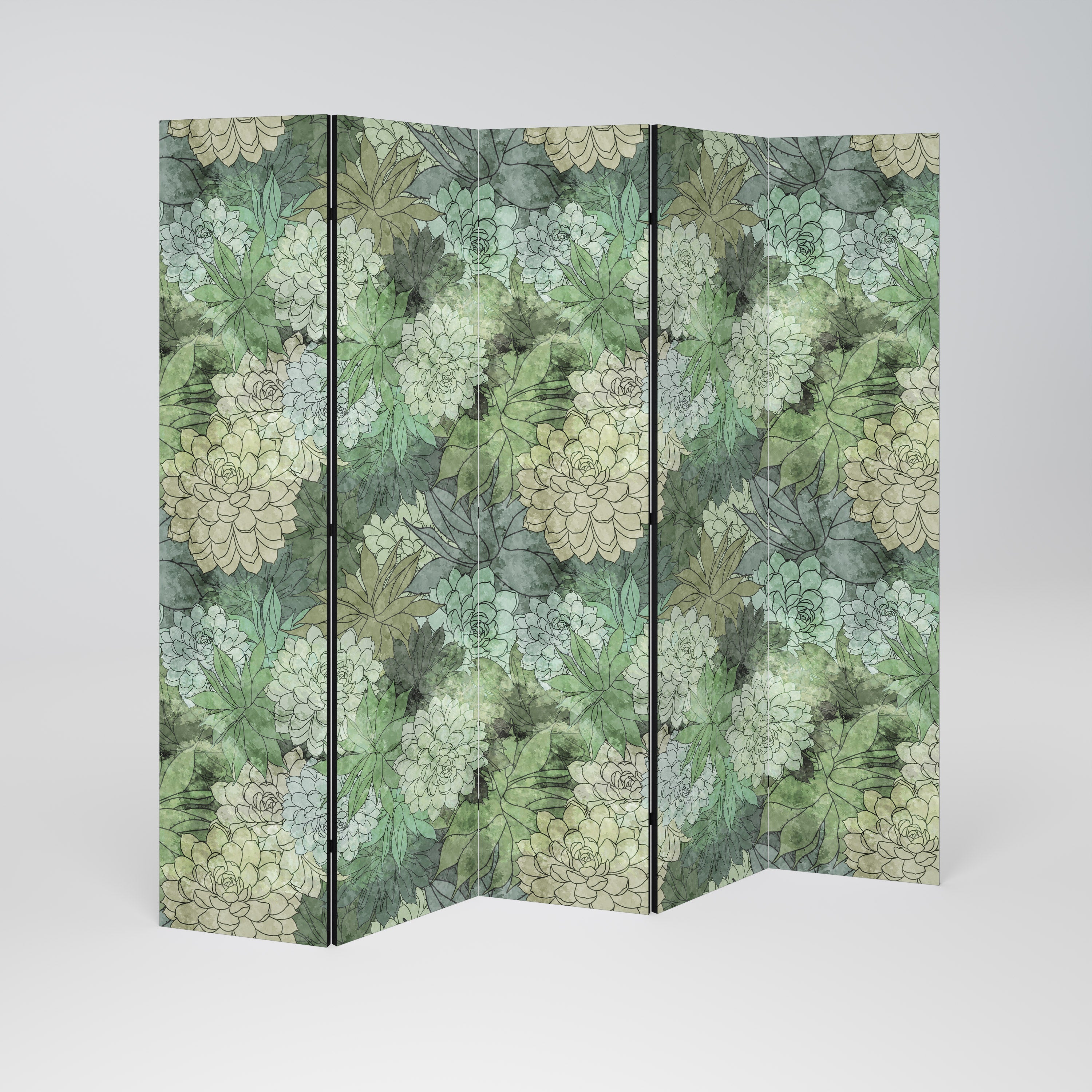 Dekorativ rumsavdelare med 5 paneler i SUCCULENT CLUSTER