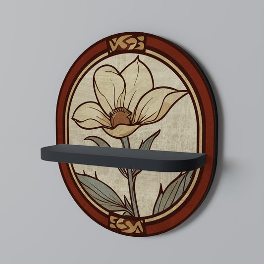 TIMELESS FLORA Oval Art Shelf In Black Finish