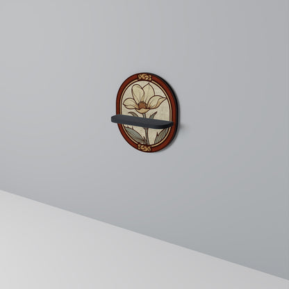 TIMELESS FLORA Oval Art Shelf In Black Finish