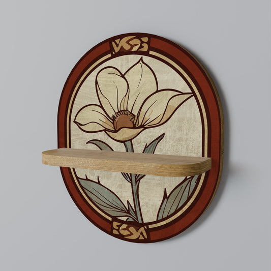 TIMELESS FLORA Oval Art Shelf In Oak Effect