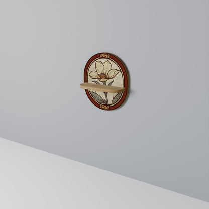 TIMELESS FLORA Oval Art Shelf In Oak Effect