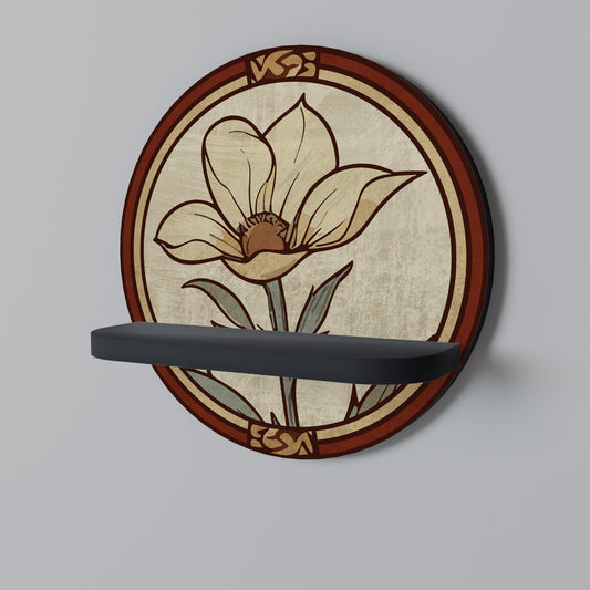 TIDLÖS FLORA Rund konsthylla i svart finish