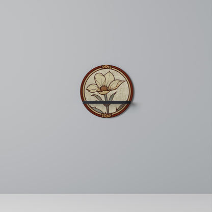 TIDLÖS FLORA Rund konsthylla i svart finish