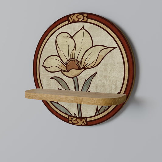 TIMELESS FLORA Round Art Shelf In Oak Effect