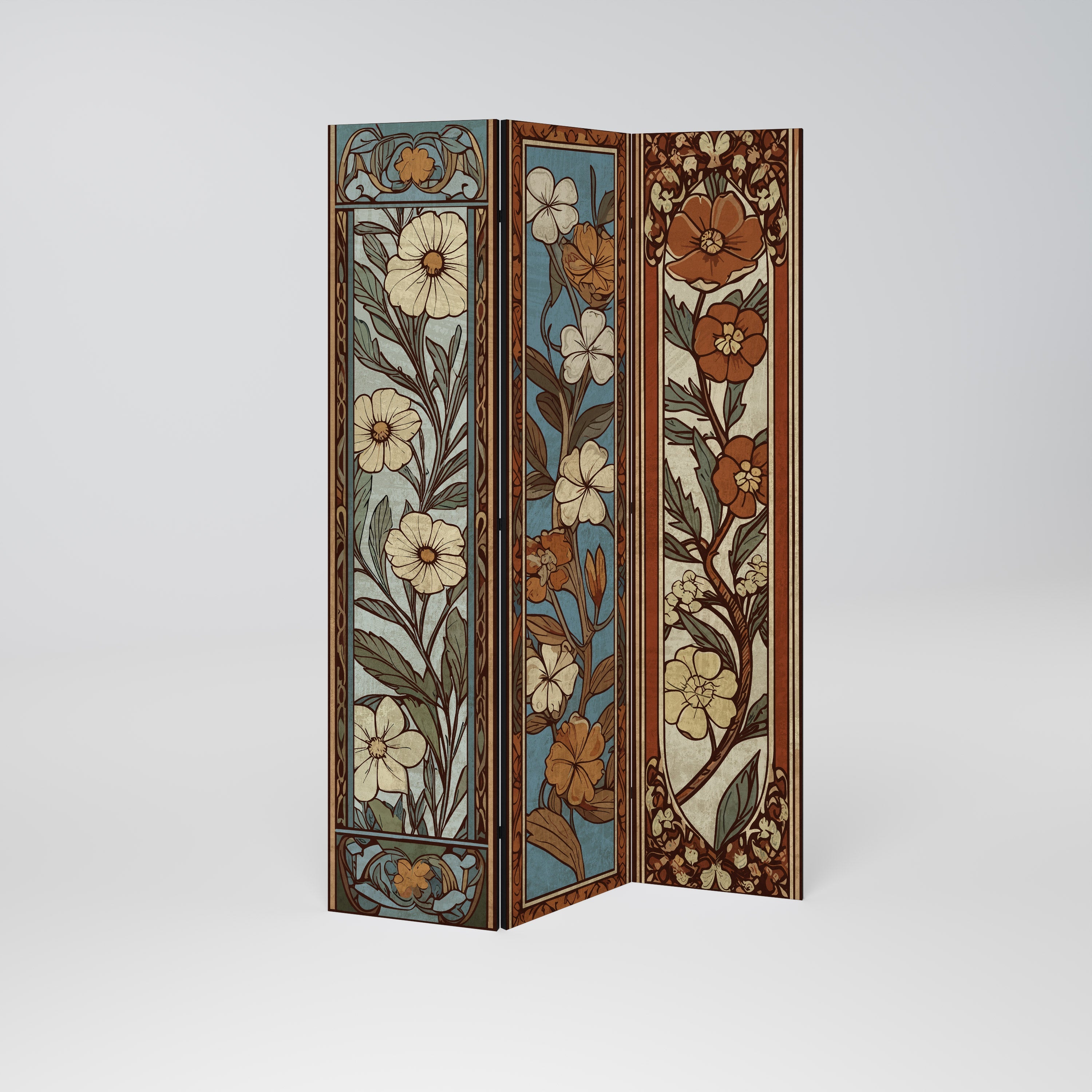 TIDSLÖS FLORA Dekorativ 3-panels rumsavdelare