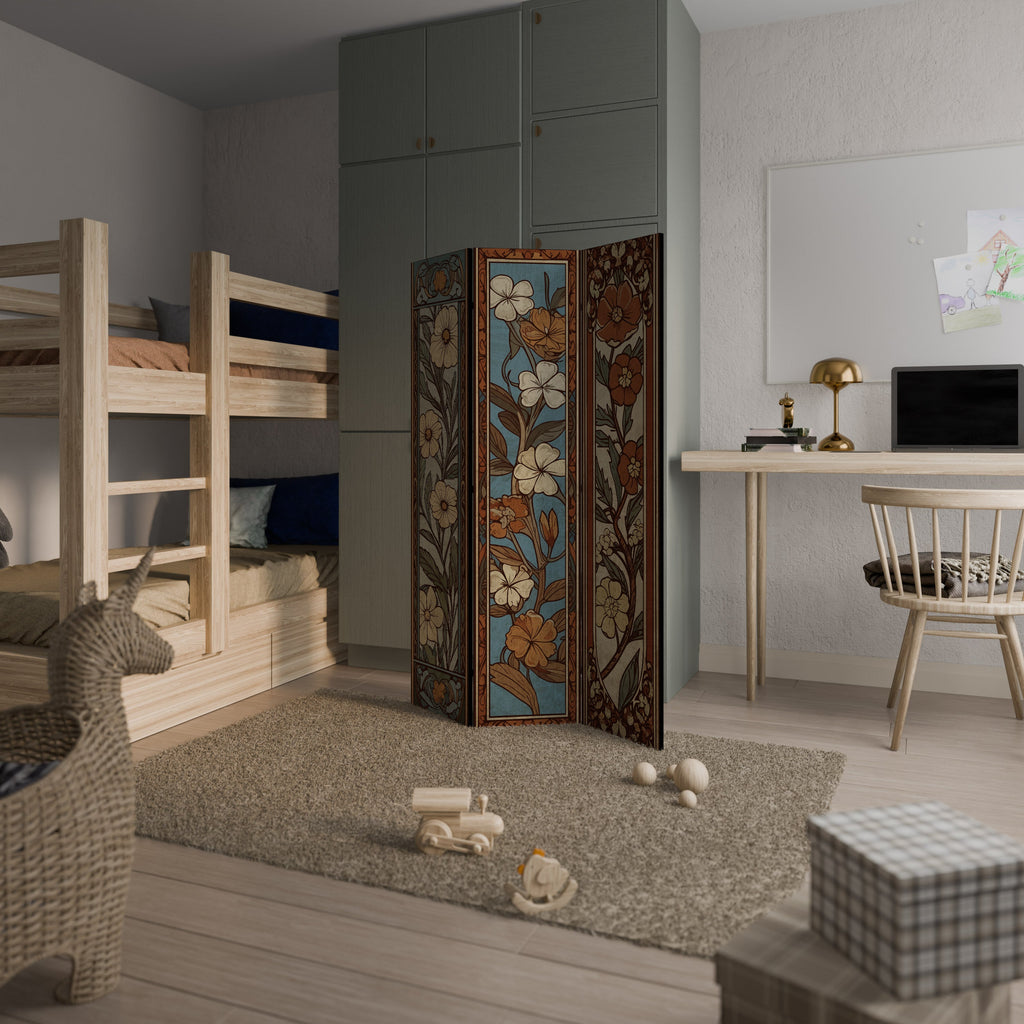 TIDSLÖS FLORA Dekorativ 3-panels rumsavdelare