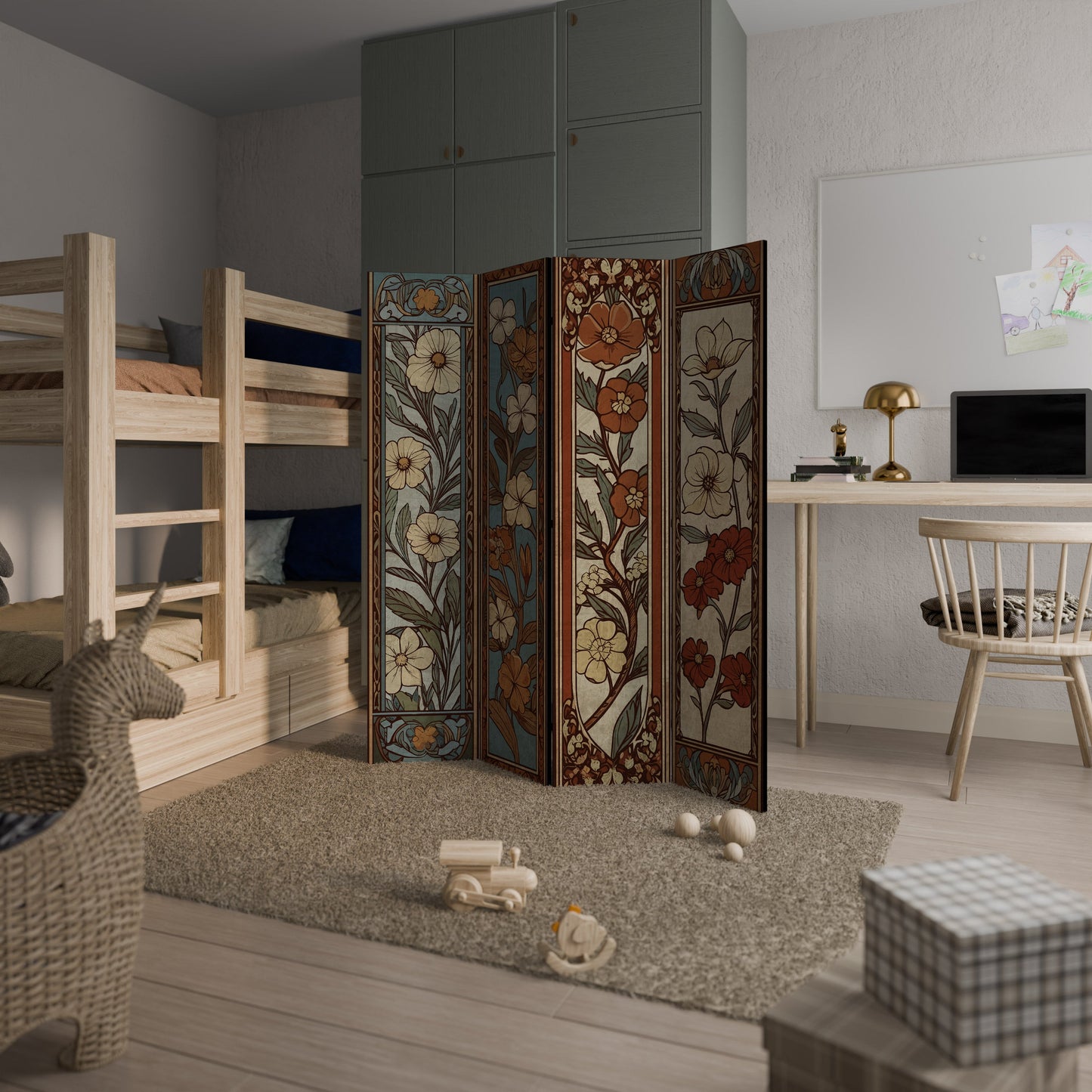 TIMELESS FLORA Decorative 4-Panel Room Divider