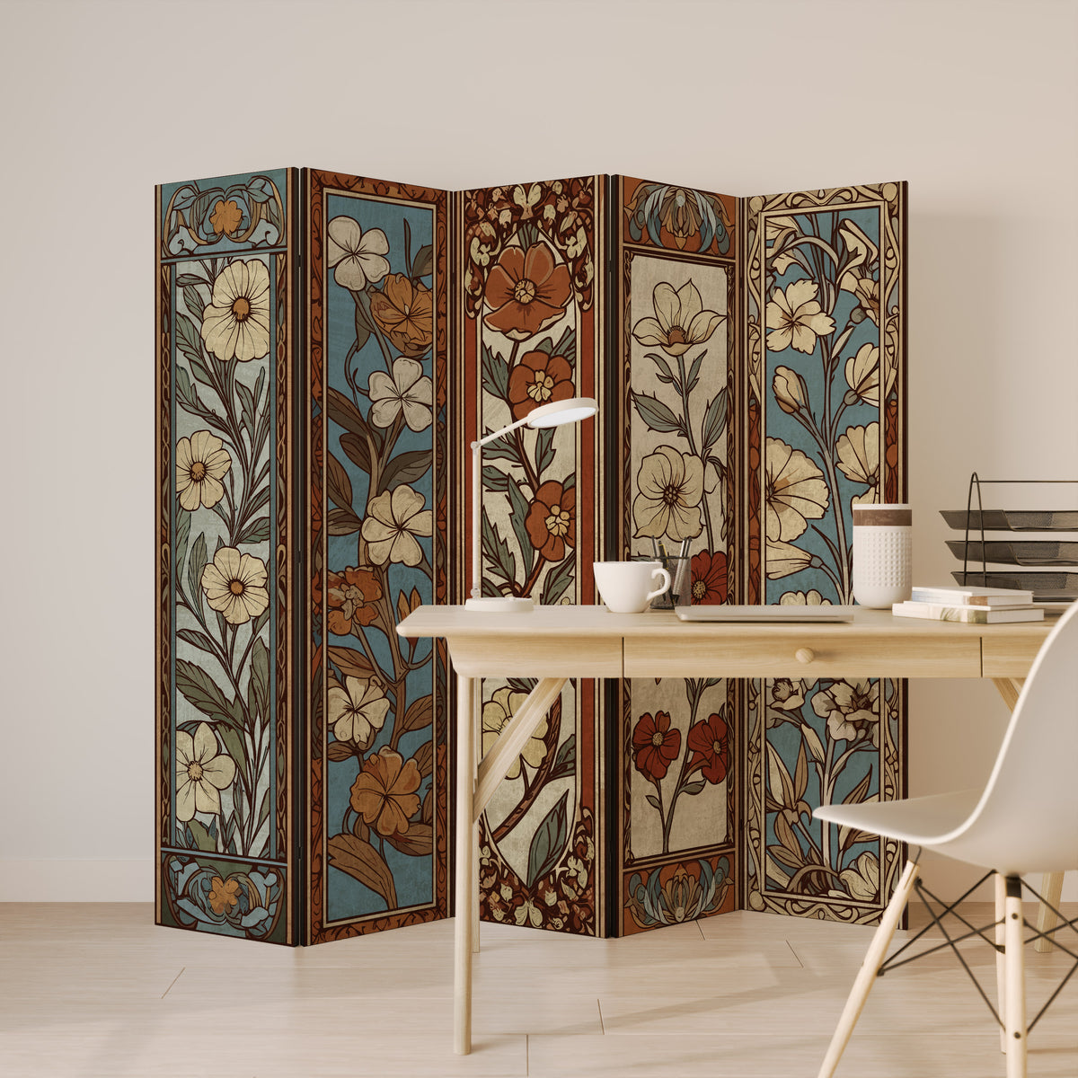 TIMELESS FLORA Dekorativ rumsavdelare – 5 paneler