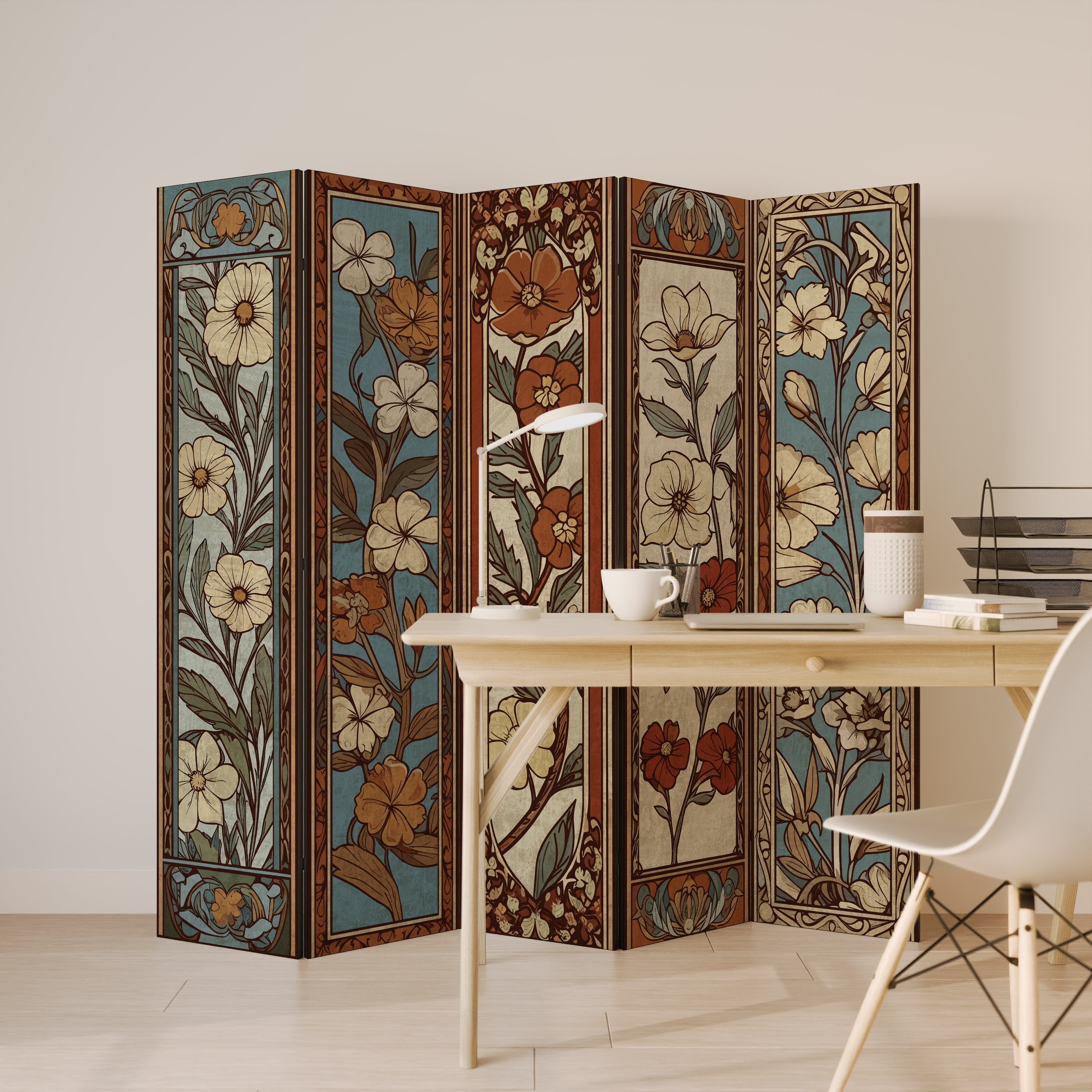 TIDSLÖS FLORA Dekorativ rumsavdelare med 5 paneler