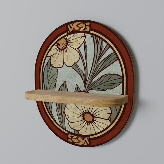 HERITAGE BLOSSOM Oval Art Shelf In Oak Effect