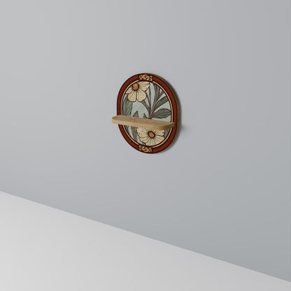 HERITAGE BLOSSOM Oval Art Shelf In Oak Effect