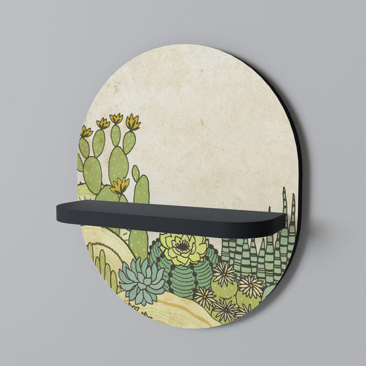 SUCCULENTS KALEIDOSCOPE Oval Art Shelf In Black Finish