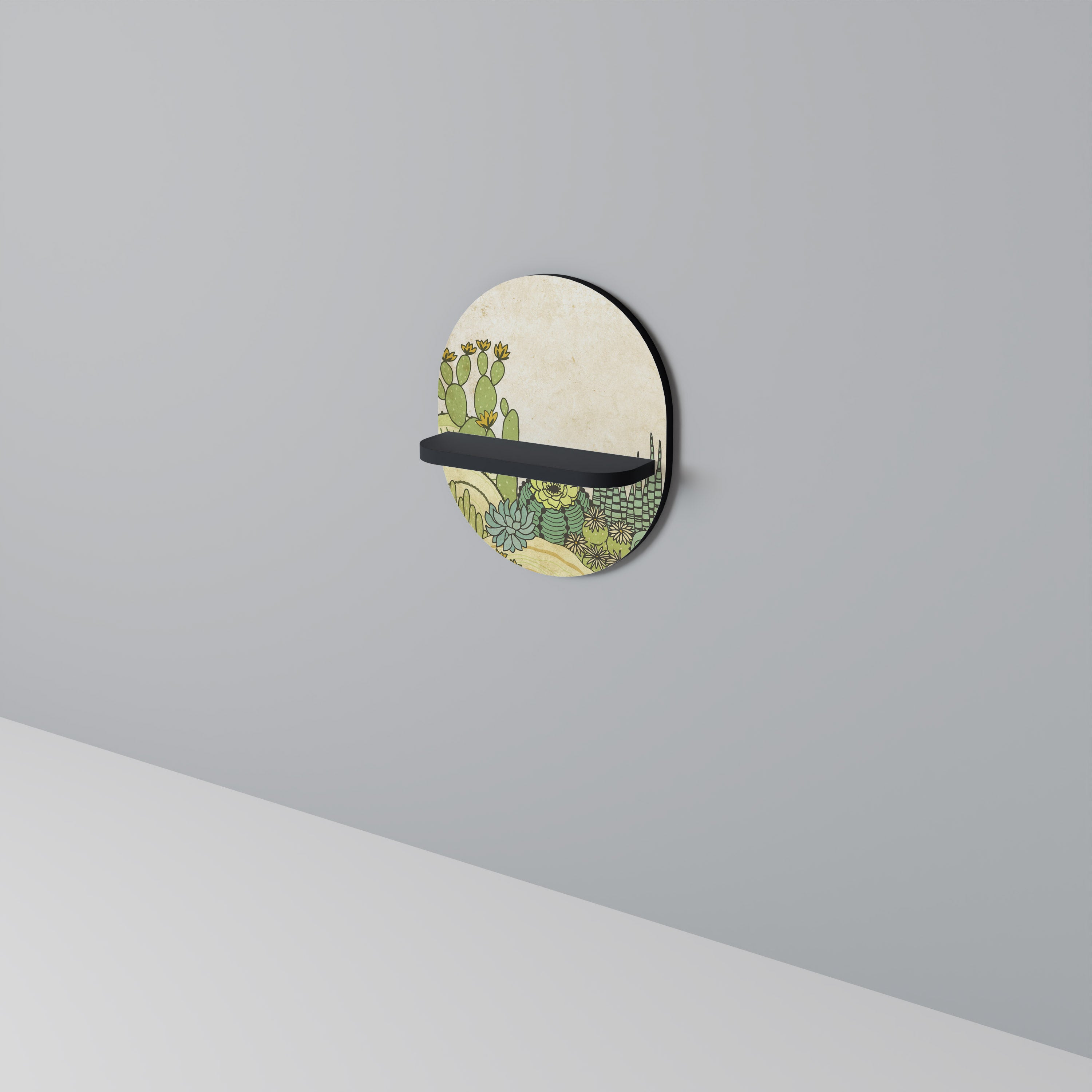 SUCCULENTER KALEIDOSKOP Oval konsthylla i svart finish