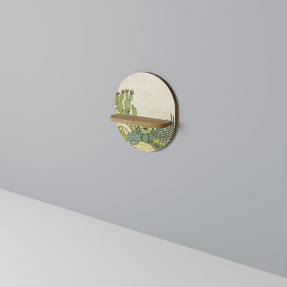SUCCULENTS KALEIDOSCOPE Oval Art Shelf In Oak Effect