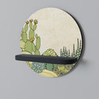 SUCCULENTS KALEIDOSCOPE Round Art Shelf In Black Finish
